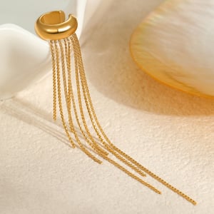 1 Pair Luxurious Series Daily Tassel Stainless Steel   Gold Color  Women's Ear Cuffs h5 Picture3