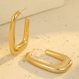 1 Paar einfache Creolen aus einfarbigem Edelstahl für Damen h5 Bild3