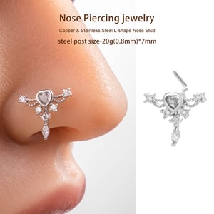 1 Piece Delicate Heart Copper Gold Color Zircon Women's Nose Stud h5 Picture6