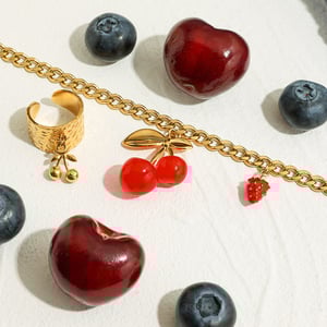 Sweet Cherry Stainless Steel  Gold Color  Pendant Necklaces h5 Picture3