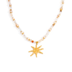 Handmade Beaded Stainless Steel Sun Pendant Women's Necklace h5