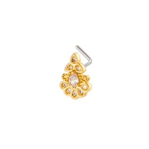 1 Piece Copper Gold Color Zircon Nose Stud h5 