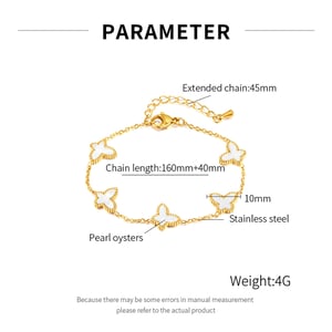 Schmetterlings-Charm-Armbänder aus Edelstahl in Goldfarbe h5 Bild2