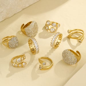 1 Pair Luxurious Series Daily Geometric Stainless Steel   Gold Color  Statement Rings h5 Picture2