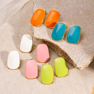 Simple Series Casual Solid Color Stainless Steel Women's Stud Earrings h5 Picture2