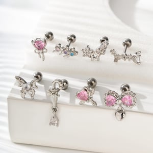 1 Stück Simple Series Simple Heart Kupfer Gold Farbe Zirkon Damen Piercings Ohrringe h5 Bild7