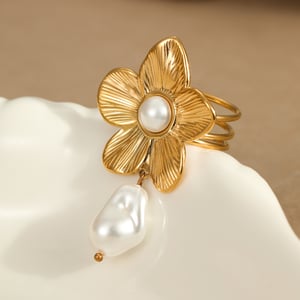 1 Paar Luxuriöse Serie Tägliche Blume Edelstahl Gold Farbe Gold Farbe Ringe h5 Bild4