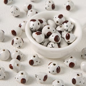 1 Piece Cute Dog Ceramics DIY Jewelry Bead h5