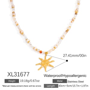 Handmade Beaded Stainless Steel Sun Pendant Women's Necklace h5 Picture2