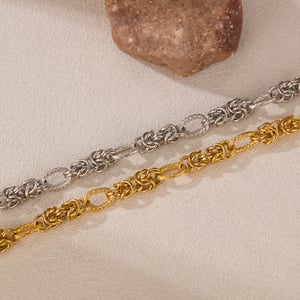 1 Stück Simple Series Tägliche geometrische Edelstahl Goldfarbene Damen-Kettenarmbänder h5 Bild5