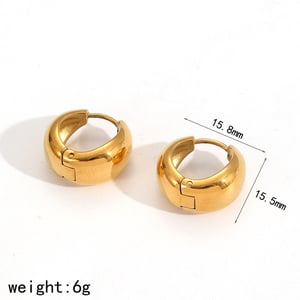 Classic Stainless Steel Gold Color Hoop Earrings h5 Picture2