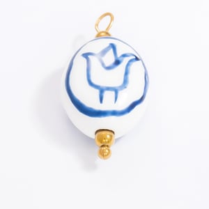 Blue and White Porcelain Stainless Steel Gold Color Women's Pendants h5 Picture6