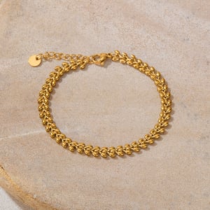 1 Stück Simple Series Tägliche geometrische Edelstahl Goldfarbene Damen-Kettenarmbänder h5 Bild2