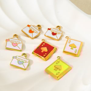 1 Paar romantische Serie Sweet Heart Edelstahl Gold Farbe Damen Anhänger h5 Bild3