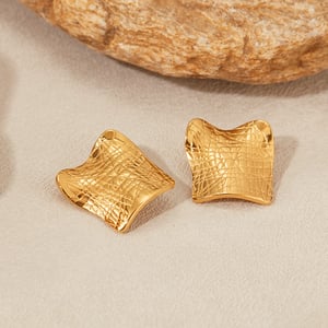 1 çift basit seri gk geometrik paslanmaz çelik altın rengi kadın küpe h5 Resim4