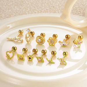 1 Stück Simple Series Simple Heart Kupfer Gold Farbe Zirkon Damen Piercings Ohrringe h5 Bild4