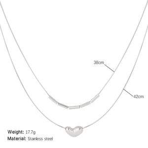 MInimalist Heart Stainless Steel Gold Color Women's Layered Necklaces h5 Picture2