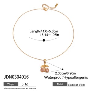 Halsketten mit Anhänger aus Edelstahl in Goldfarbe mit süßer Kirsche h5 Bild2