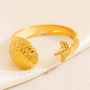 Simple Series Casual Turtle Stainless Steel  Gold Color  Statement Rings h5 Picture5