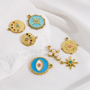 1 Pair Simple Series Retro Eye Stainless Steel   Gold Color  Women's Pendants h5 Picture3