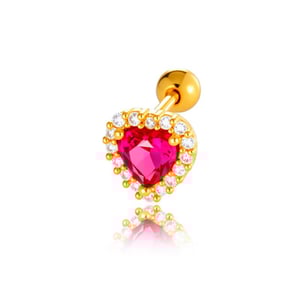 1 Stück Simple Series Simple Heart Kupfer Gold Farbe Zirkon Damen Piercings Ohrringe h5 