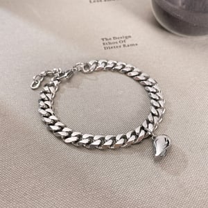 1 Stück Simple Series Tägliches Herz Edelstahl Paar Kettenarmbänder h5 Bild3