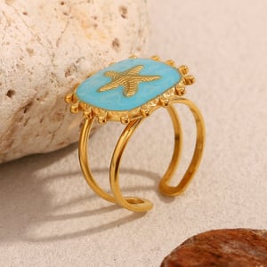Luxury Style Retro Ocean Series Stainless Steel Women's Rings h5 Picture4