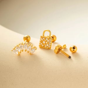Blume Kupfer Gold Farbe Zirkon Piercings Ohrringe h5 Bild3