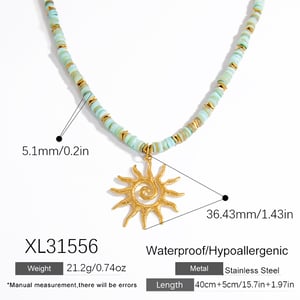 Designable Sun Stainless Steel Gold Color Natural Stone Women's Beaded Necklaces h5 Picture2