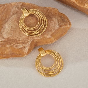 1 Paar Simple Series Tägliche geometrische Edelstahl Goldfarbene Damen-Ohrstecker h5 Bild6