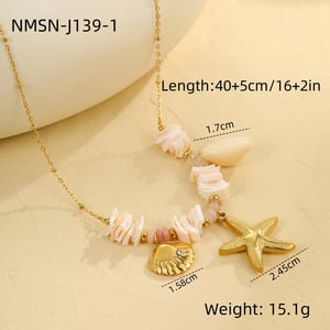 Creative Design Shell Starfish Pendant Gold Color Women's Pendant Necklaces h5 Picture2
