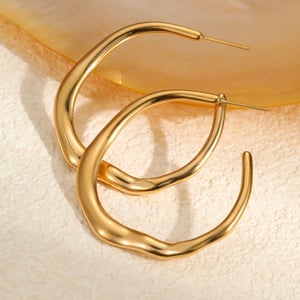 1 Paar einfache Creolen aus einfarbigem Edelstahl für Damen h5 Bild4