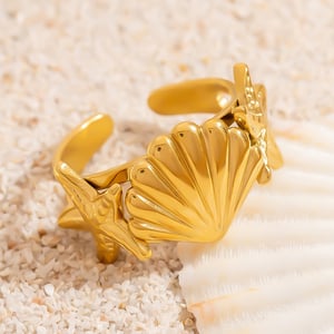 1 Piece Shell Stainless Steel Gold Color Statement Rings h5 Picture5