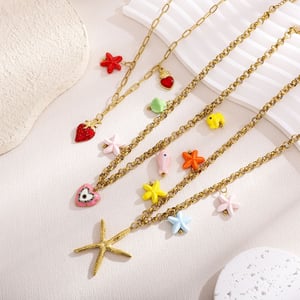 1 Pair Luxurious Series Vacation Turtle Stainless Steel   Gold Color  Women's Pendant Necklaces h5 Picture3