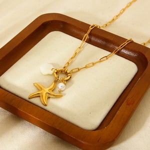 1 Pair Romantic Series Vacation Turtle Stainless Steel   Gold Color  Women's Pendant Necklaces h5 Picture4