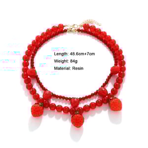 Sweet Strawberry Layered Beaded Necklace h5
