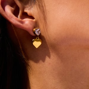 Simple Heart Stainless Steel  Gold Color Drop Earrings h5 Picture5