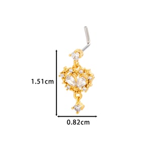 1 Piece Heart Copper Gold Color Zircon Women's Nose Stud h5 Picture2
