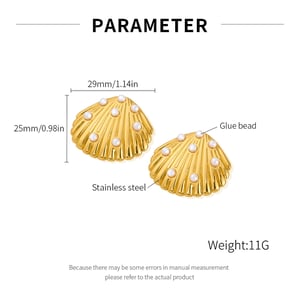 1 Paar wunderschöne Muschel-Ohrstecker aus Edelstahl in Goldfarbe für Damen h5 Bild2