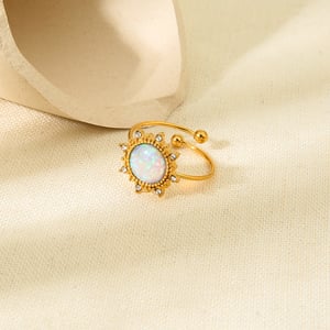 1 Pair Luxurious Series Elegant Geometric Stainless Steel   Gold Color  Statement Rings h5 Picture2