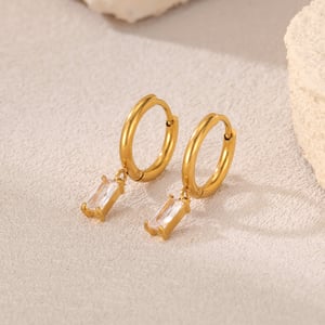 1 Paar einfache Serie täglich geometrische Edelstahl Gold Farbe Damen Tropfen Ohrringe h5 Bild3