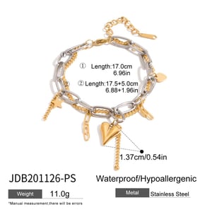 Herz Edelstahl Gemischte Farbe Charm Armbänder h5 
