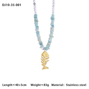 Fishbone White Turquoise Beads Women's Pendant Necklaces h5 Picture2