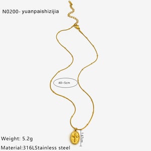 1 Piece Cross Stainless Steel Gold Color Pendant Necklace h5 Picture2