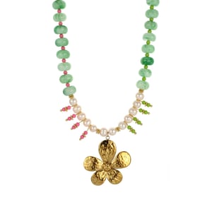 1 Piece Luxurious Series Retro Flower Beads Gold Color Women's Pendant Necklaces h5