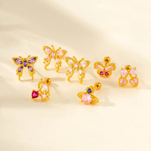 1 Piece Butterfly Titanium Steel Zircon Women's Stud Earrings h5 Picture4