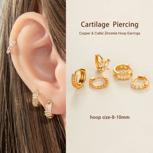 1 Piece Exquisite Rectangular Copper Gold Color Zircon Women's Hoop Earrings h5 Picture5