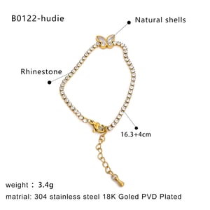 1 Piece Flower Stainless Steel  Gold Color Charm Bracelet h5 Picture2