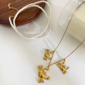 1 Piece Crab Stainless Steel Gold Color Necklace h5 Picture5