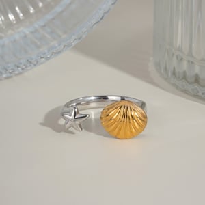 1 Piece Oceanic Stainless Steel Mixed Color Statement Ring h5 Picture4